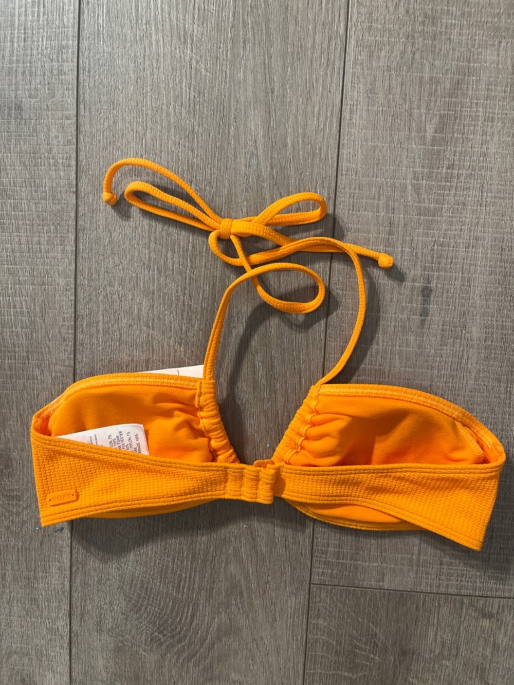 Roxy New With Tags Orange Textured Halter Bikini Top Size Small - Picture 2 of 5
